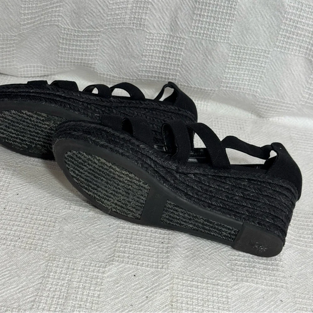 Ralph Lauren US Women’s Size‎ 9,5 Black Kelsie espadrille Wedge heels sandals
